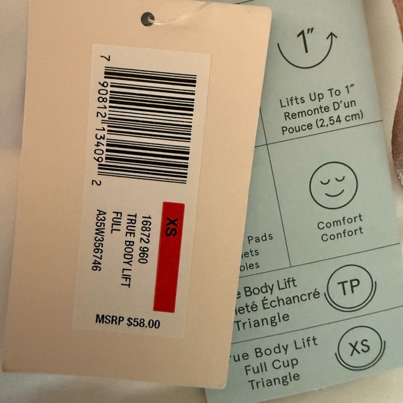 NWT True Bra Lift Adjustable Cup XS 32AB Nude Body Wireless - Picture 3 of 3